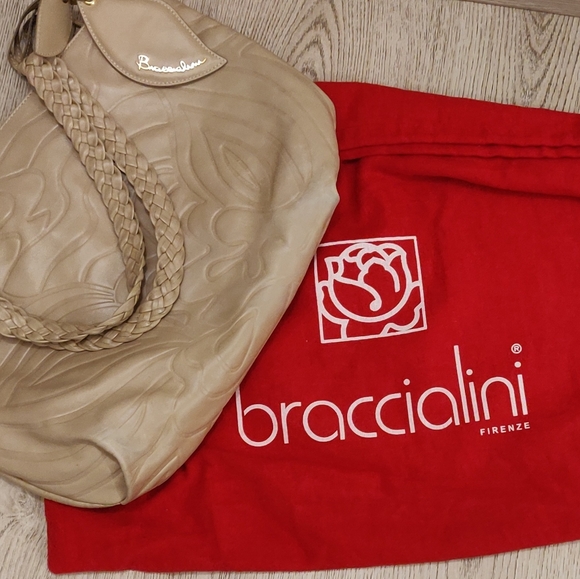 Beige Tote Braccialini (Italy) Genuine Leather  Bag🇮🇹 - Picture 3 of 12